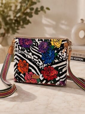 Consuela Frutti Midtown Crossbody Zebra Floral Retired Print EUC